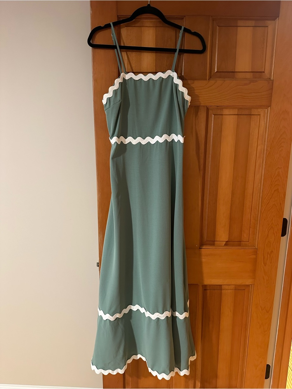 Green Maxi Dress with White Trim - Women Dresses